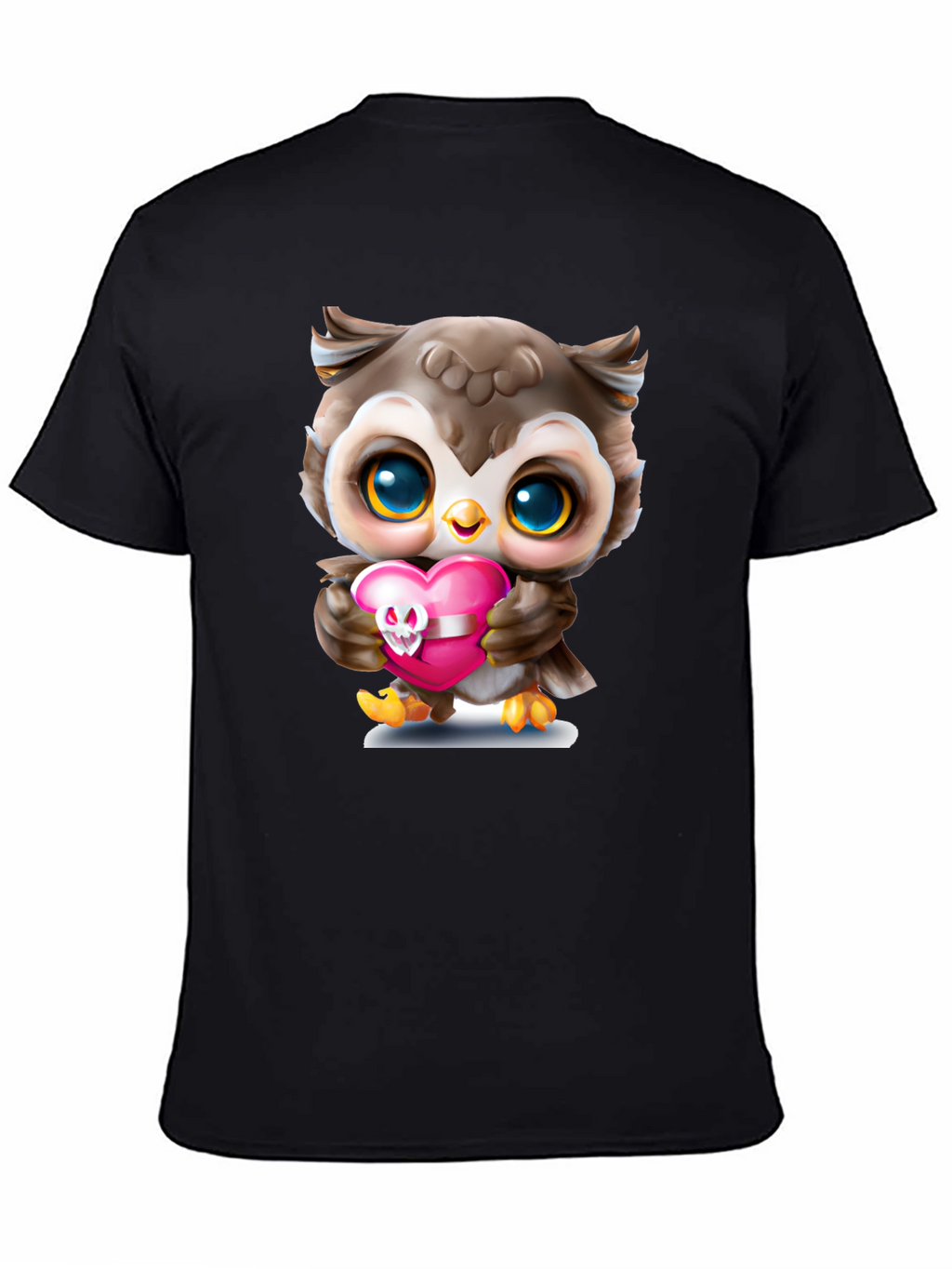 Cute Owl Holding Skull Heart T-Shirt