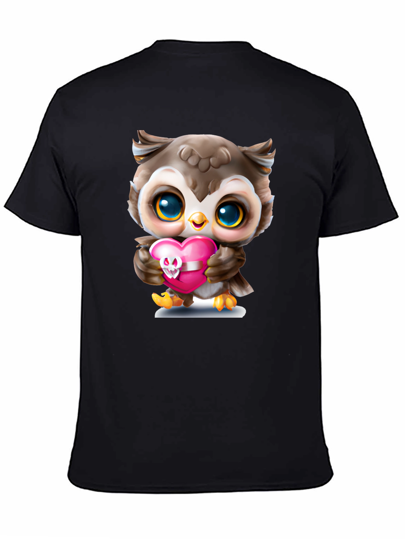 Cute Owl Holding Skull Heart T-Shirt