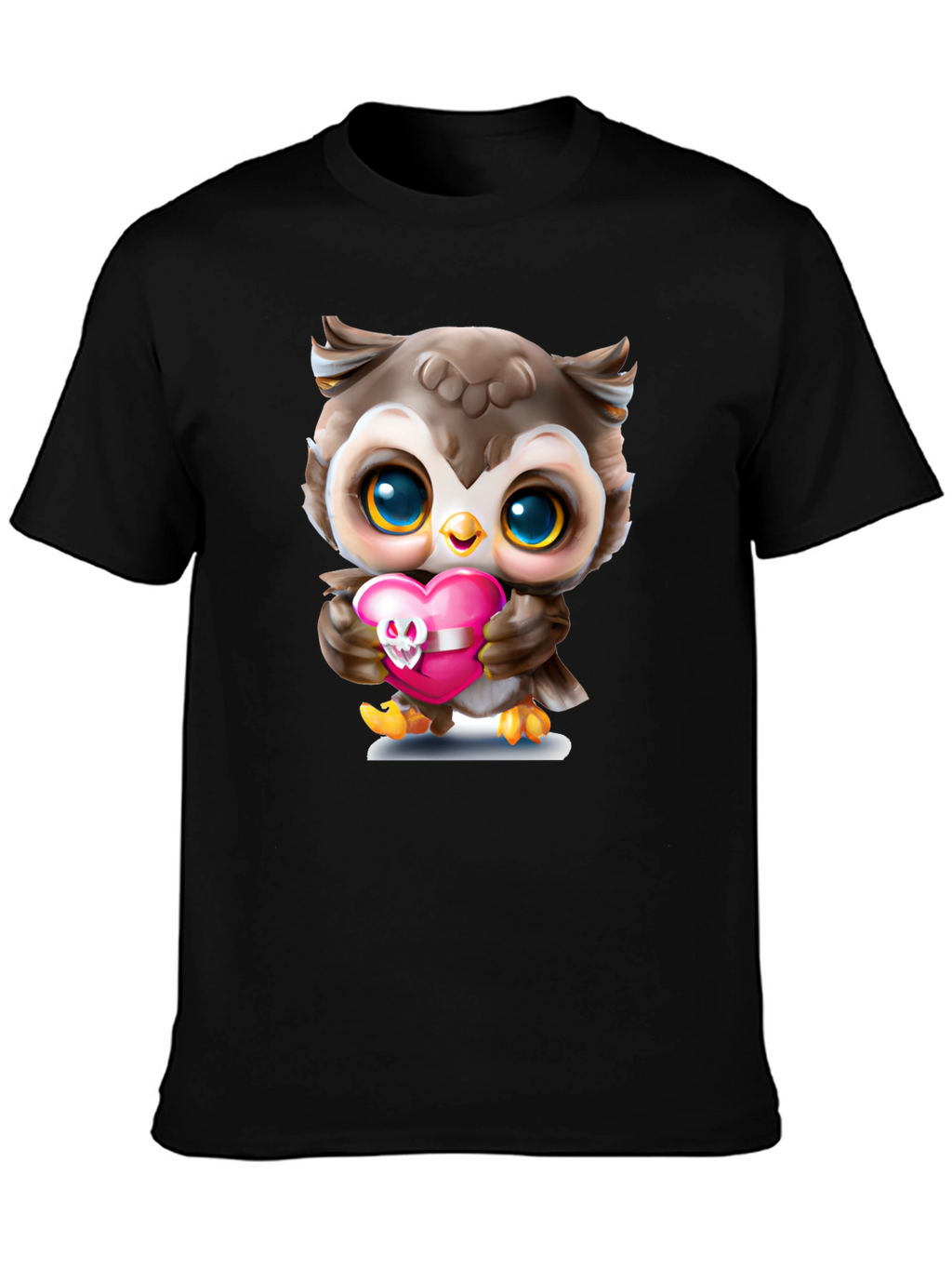 Cute Owl Holding Skull Heart T-Shirt