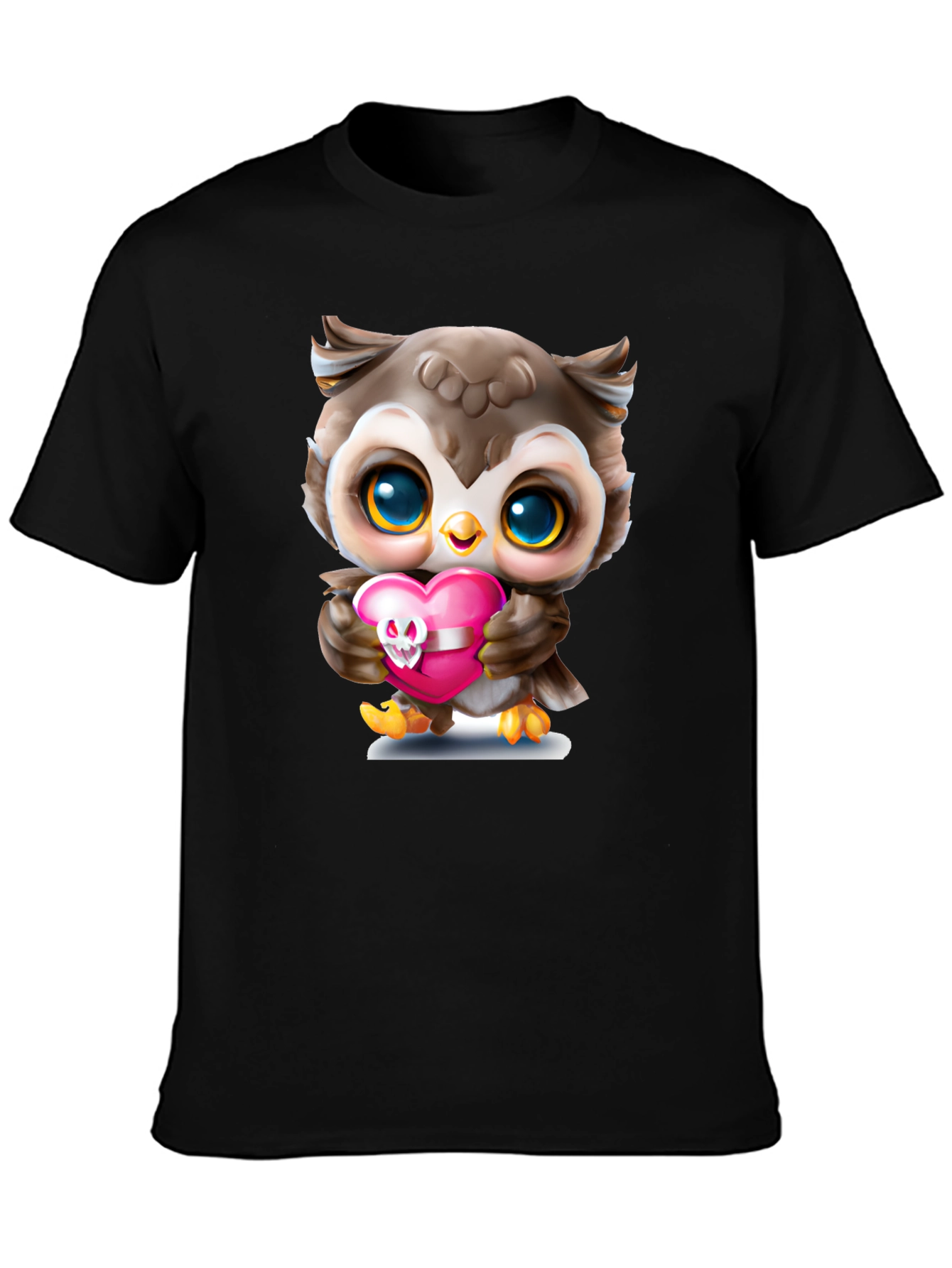 Cute Owl Holding Skull Heart T-Shirt