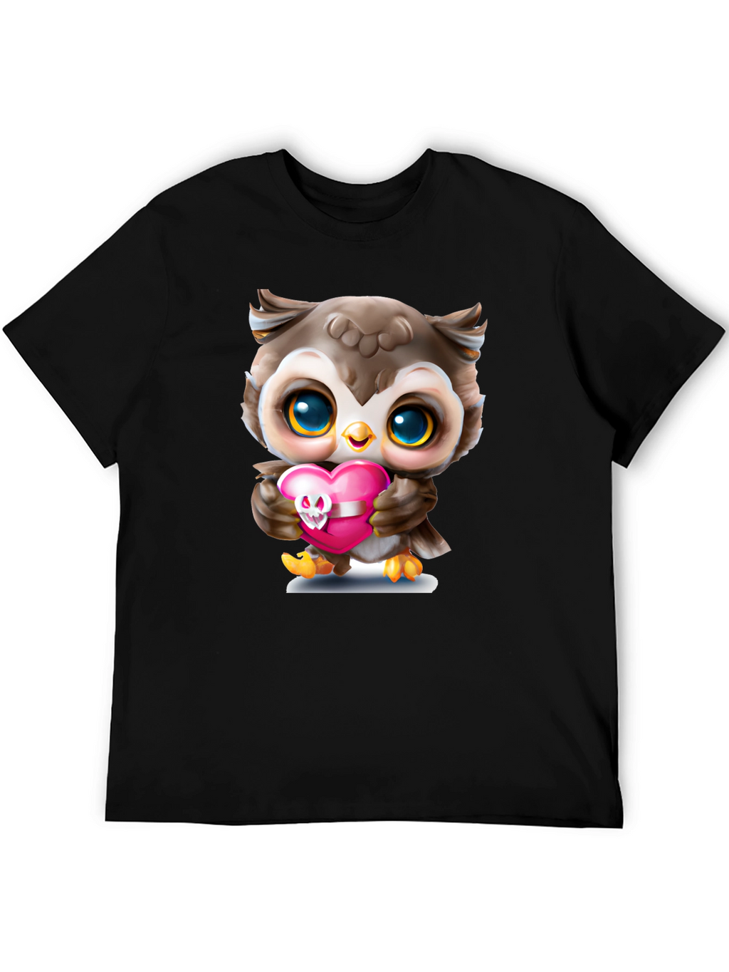 Cute Owl Holding Skull Heart T-Shirt