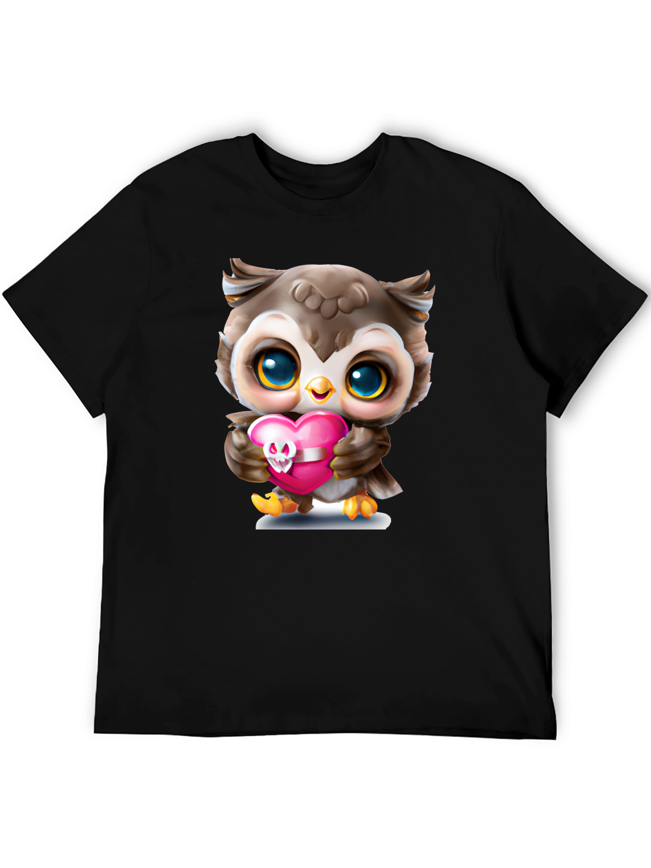 Cute Owl Holding Skull Heart T-Shirt