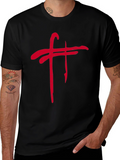 Grunge Red Symbol Black Tee Shirt