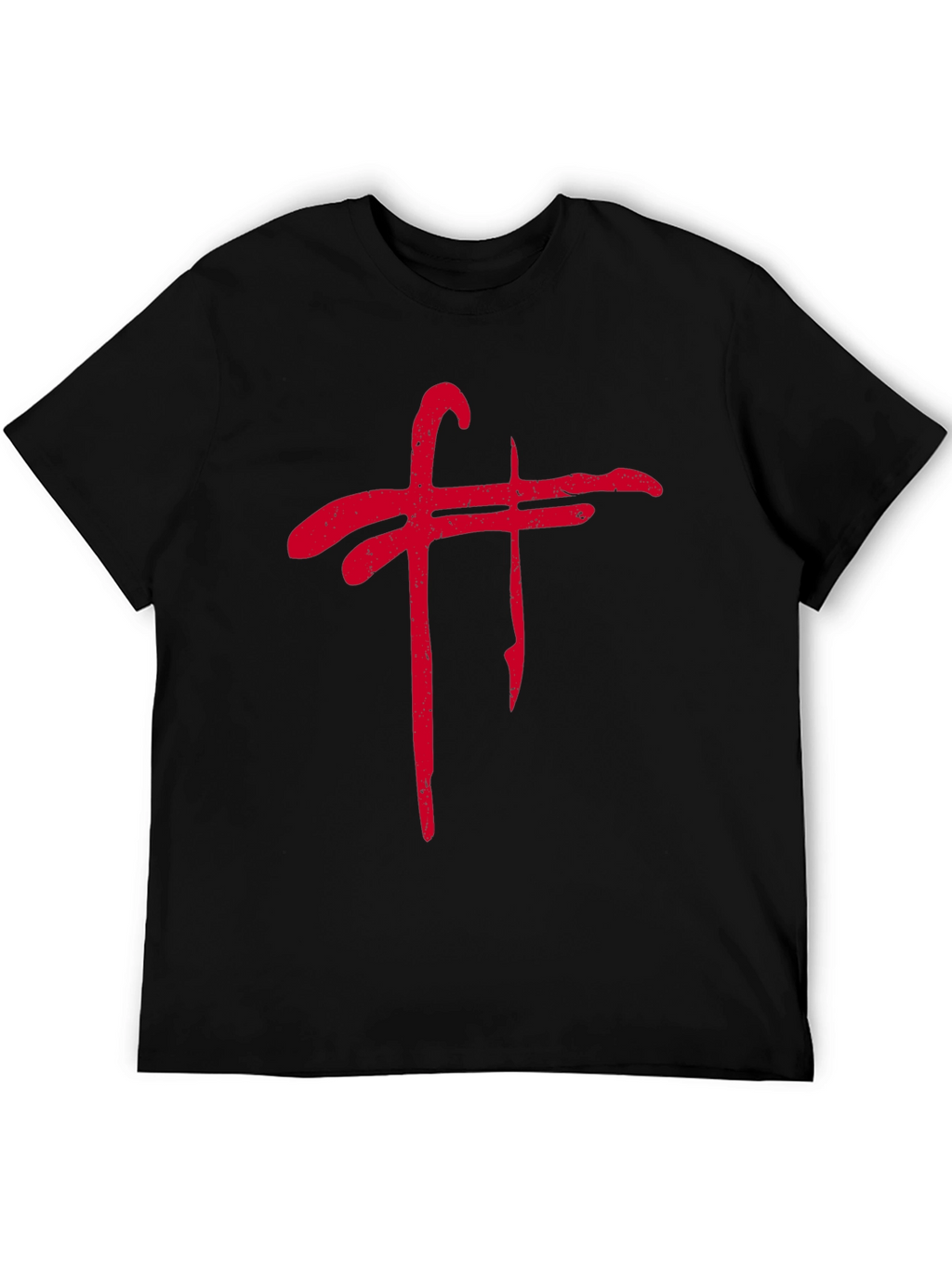 Grunge Red Symbol Black Tee Shirt