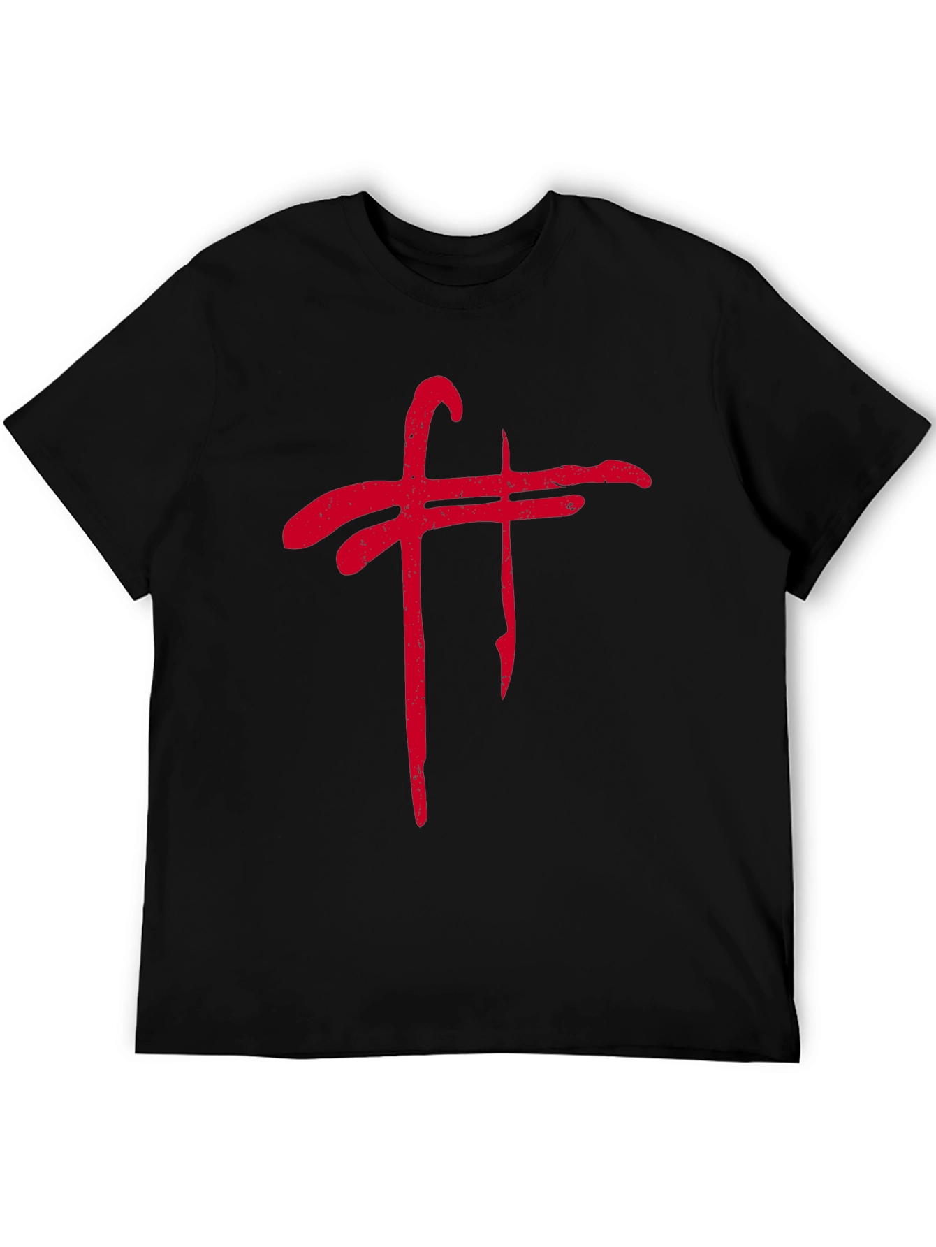 Grunge Red Symbol Black Tee Shirt