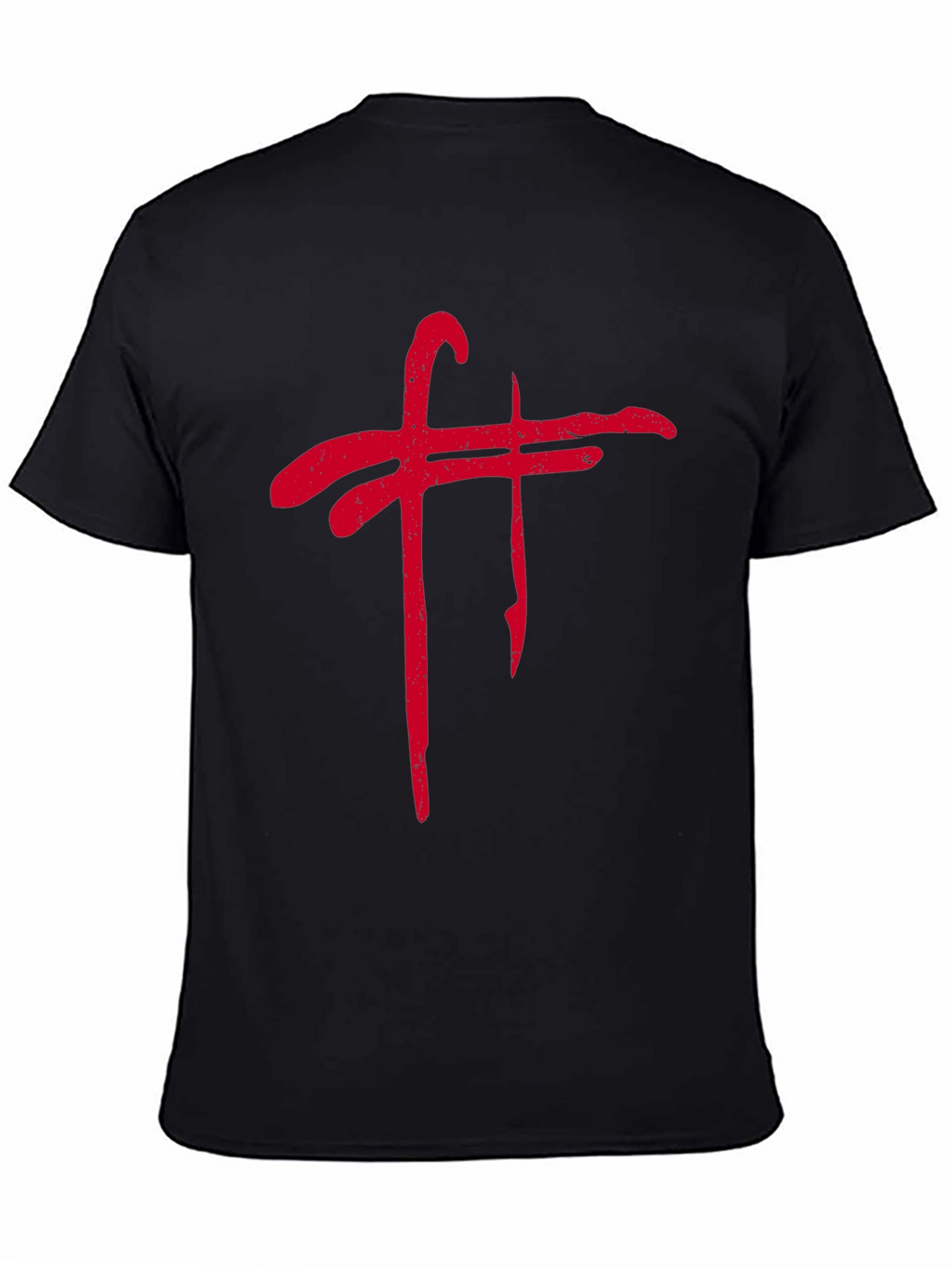 Grunge Red Symbol Black Tee Shirt