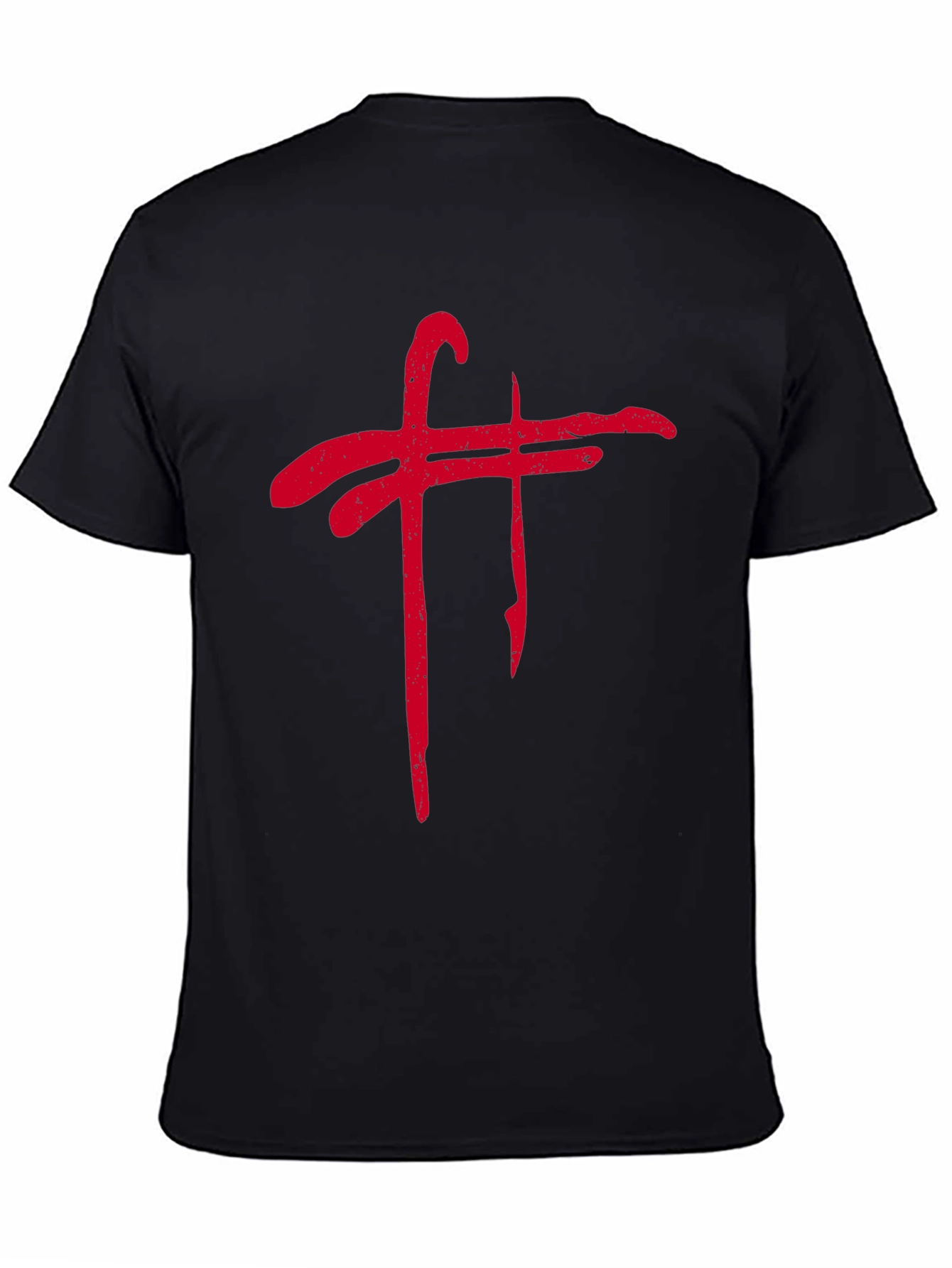 Grunge Red Symbol Black Tee Shirt