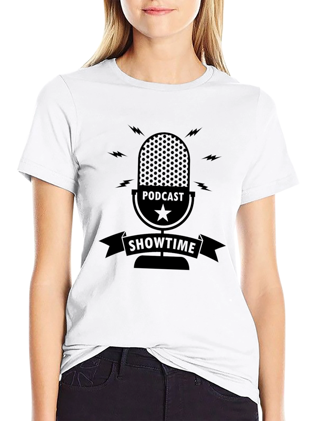 Podcast Showtime Black Graphic Tee for Men