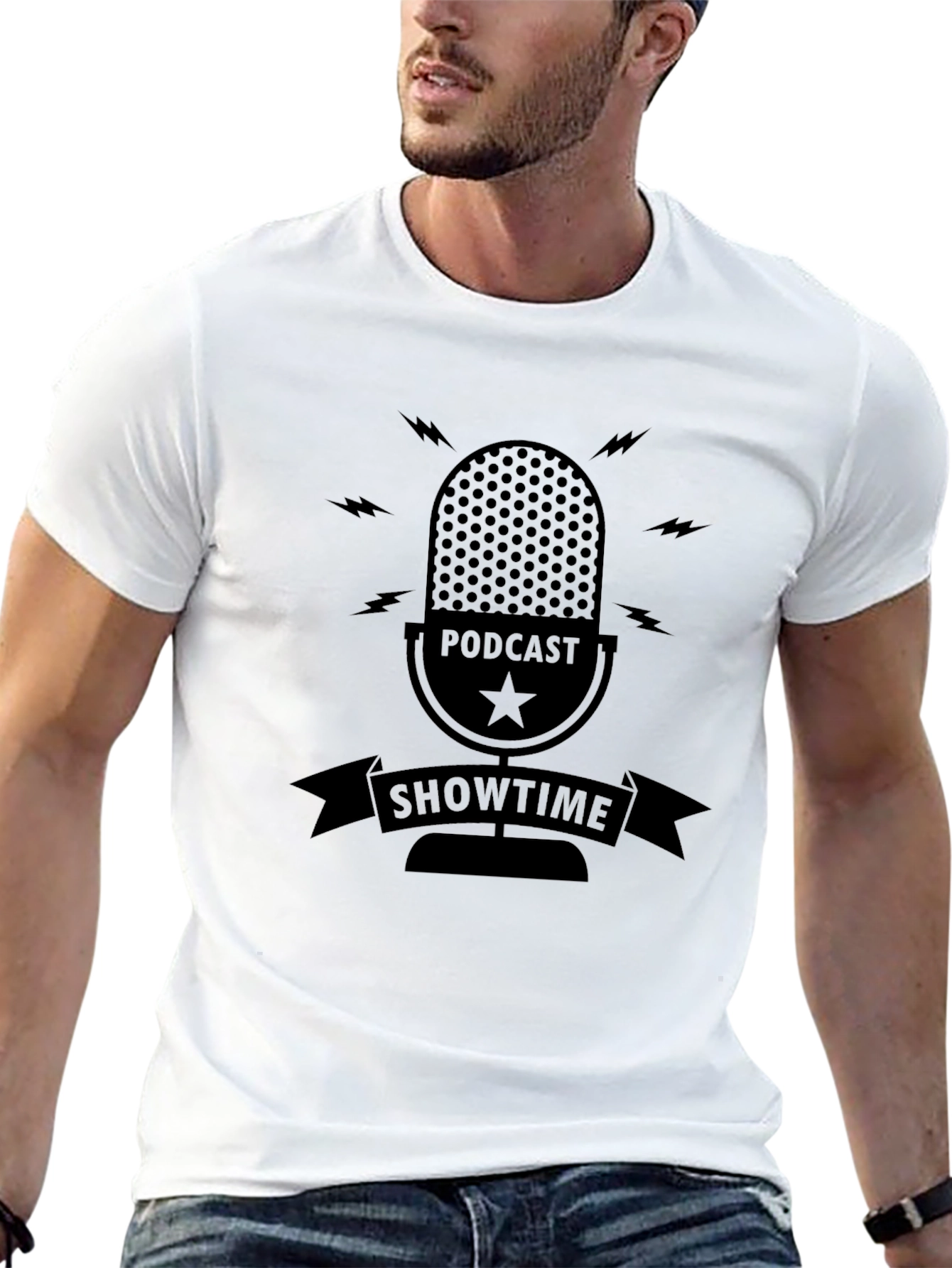 Podcast Showtime Black Graphic Tee for Men