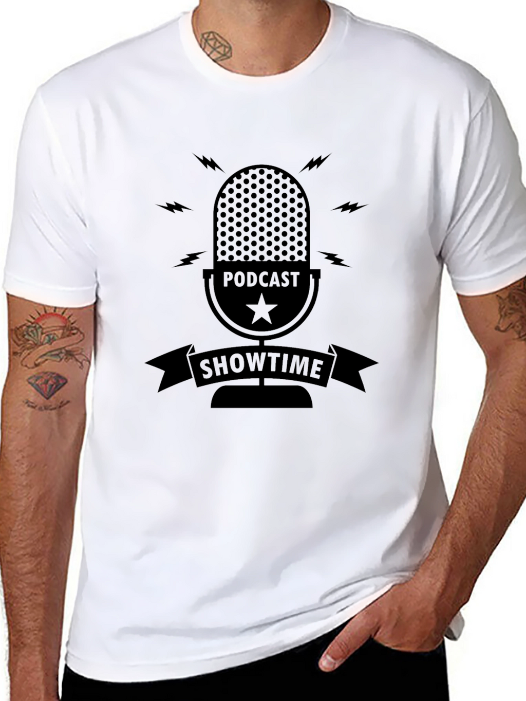 Podcast Showtime Black Graphic Tee for Men