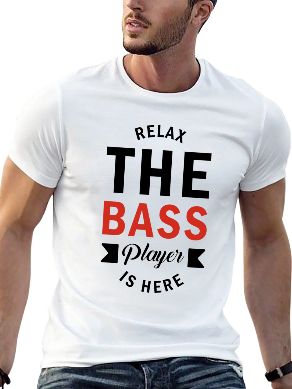 Relax The Bass Player Is Here Black Graphic T-Shirt