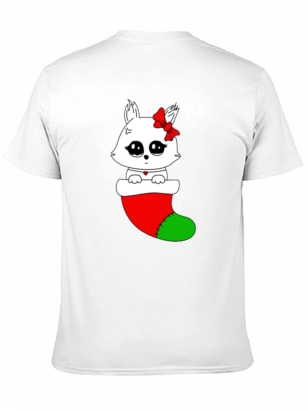 Cute Kawaii Cat in Stocking Holiday T-Shirt