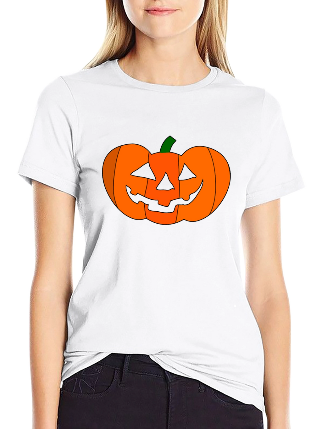 Halloween Pumpkin Graphic Tee - Black Cotton Shirt