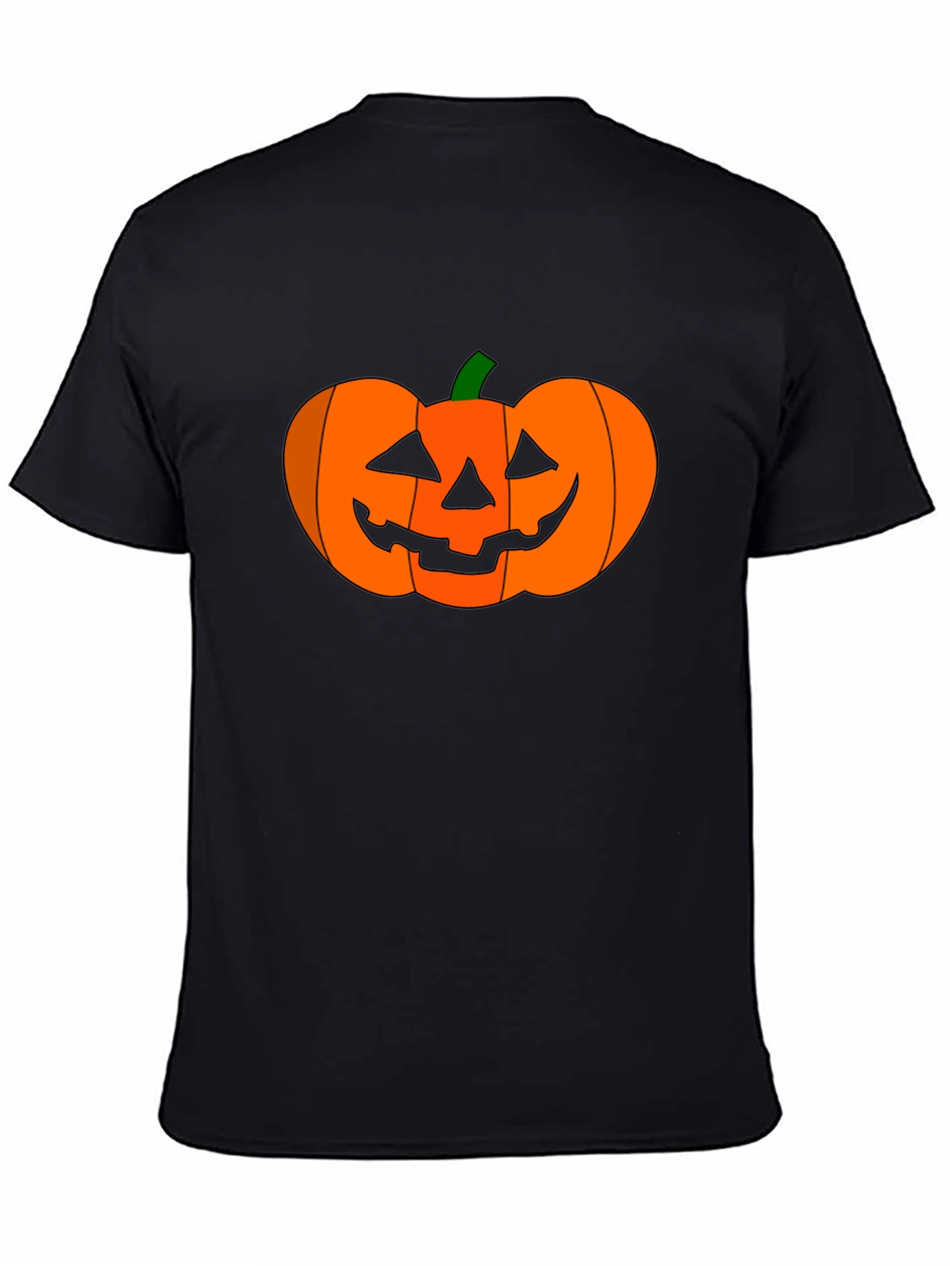Halloween Pumpkin Graphic Tee - Black Cotton Shirt