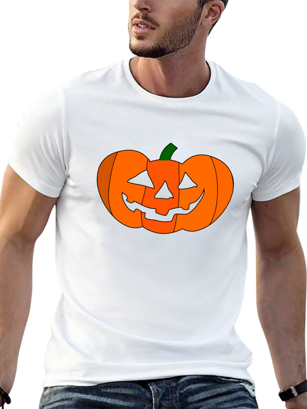 Halloween Pumpkin Graphic Tee - Black Cotton Shirt