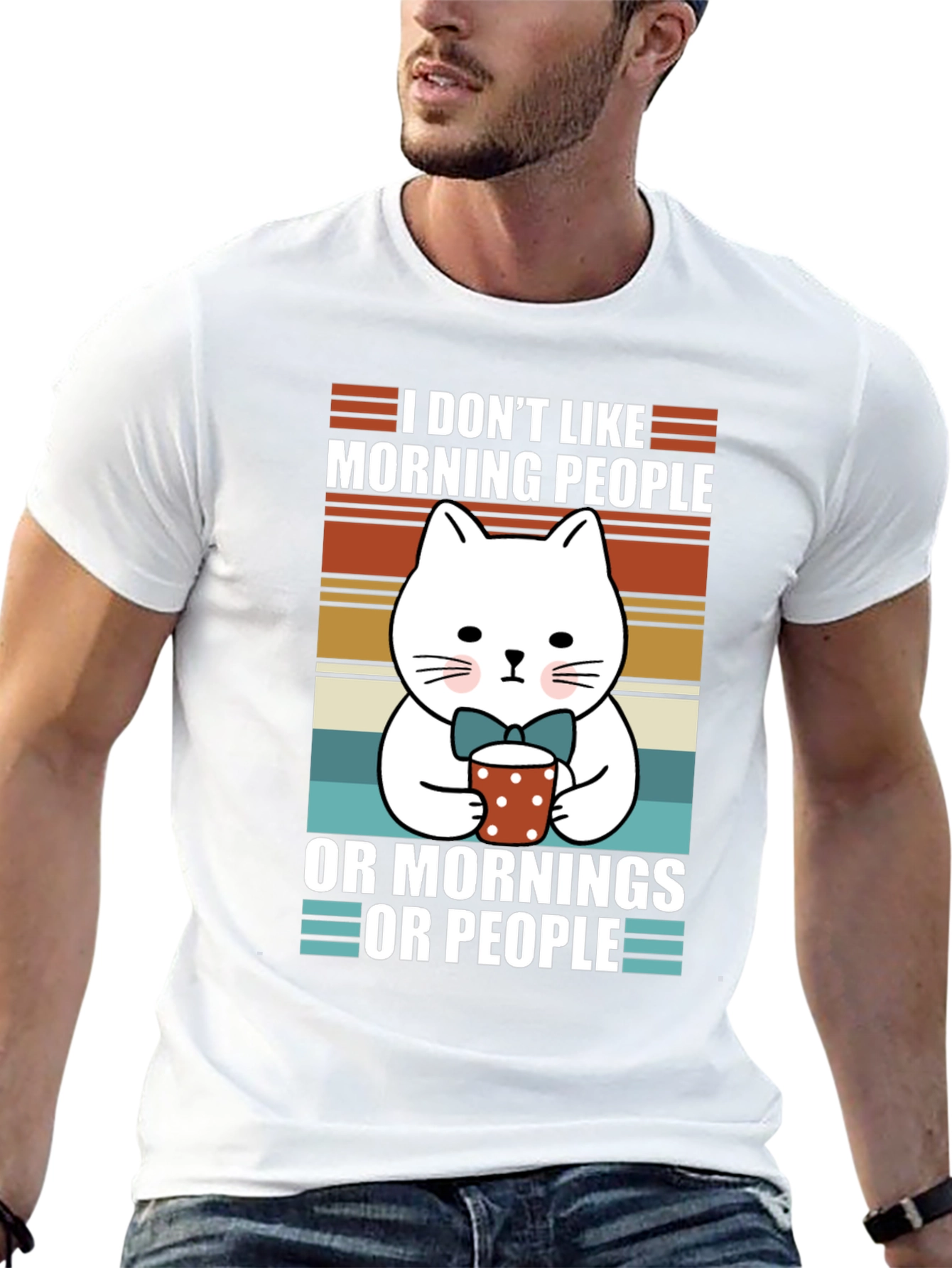 Funny Cat Morning People T-Shirt