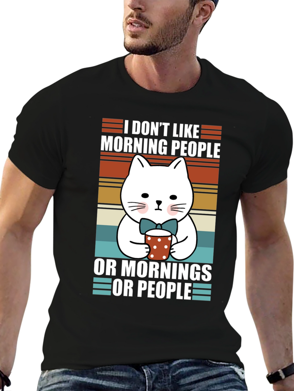 Funny Cat Morning People T-Shirt
