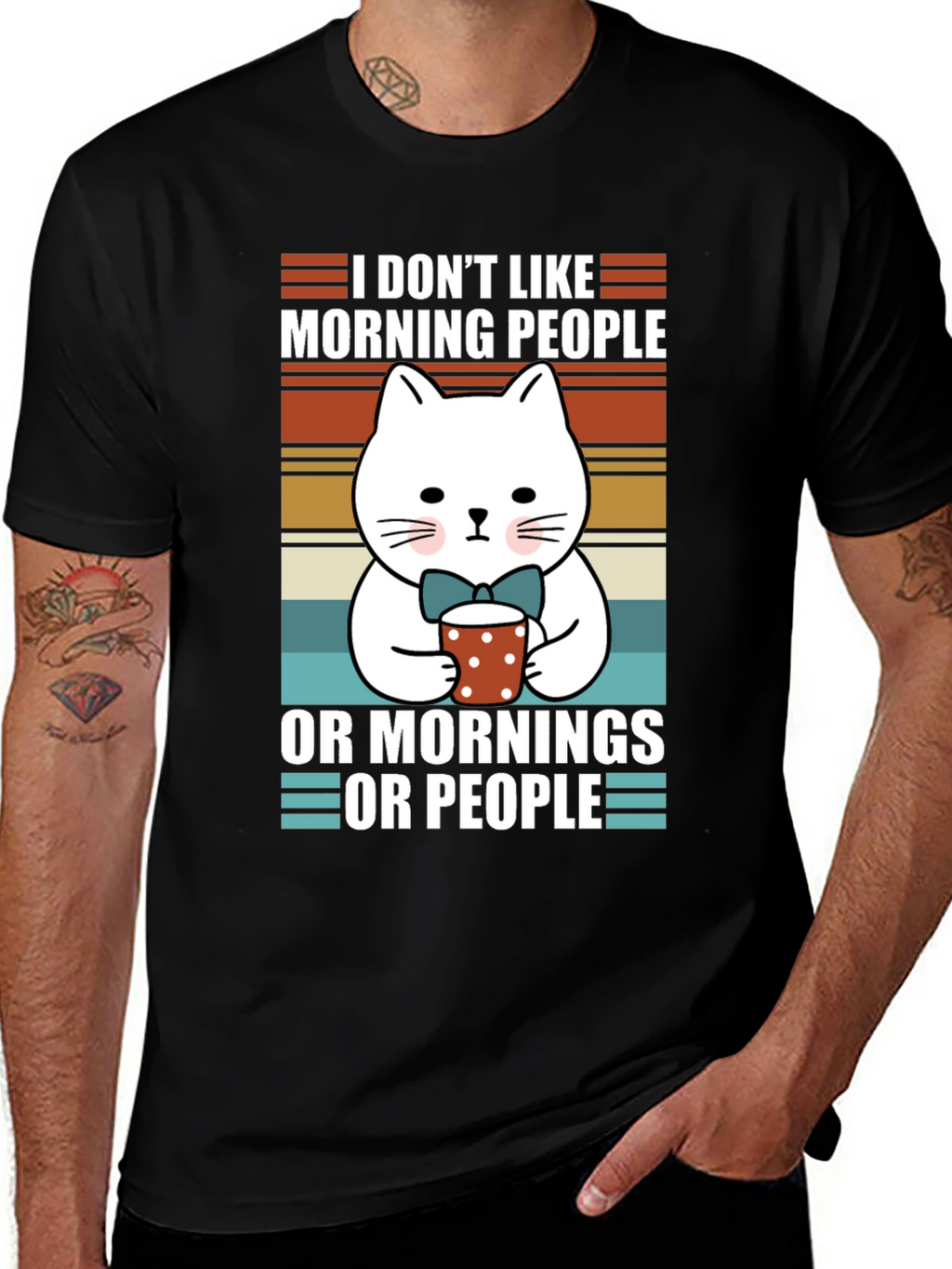 Funny Cat Morning People T-Shirt
