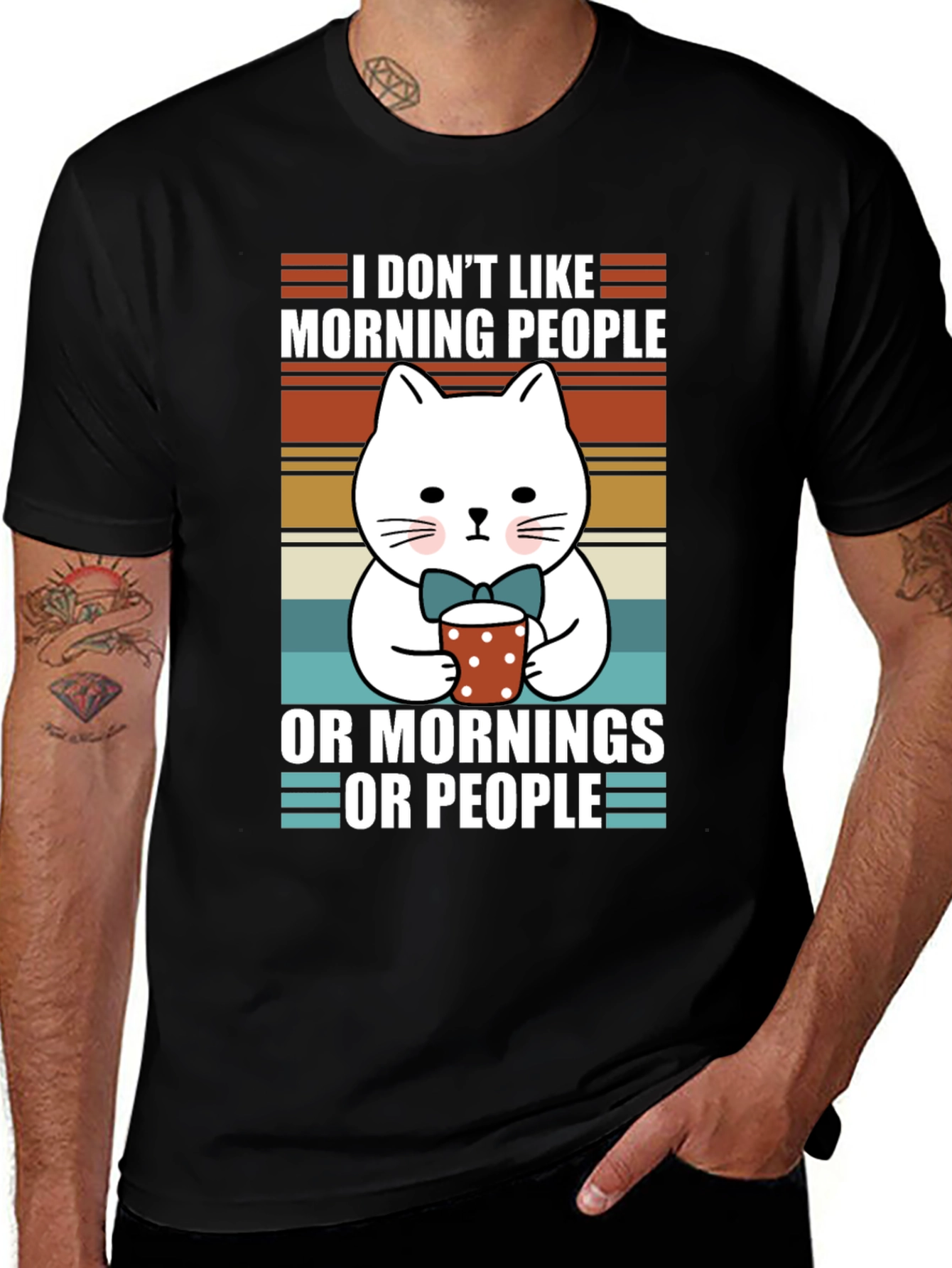 Funny Cat Morning People T-Shirt