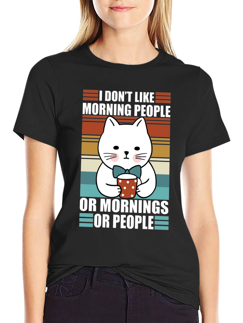 Funny Cat Morning People T-Shirt