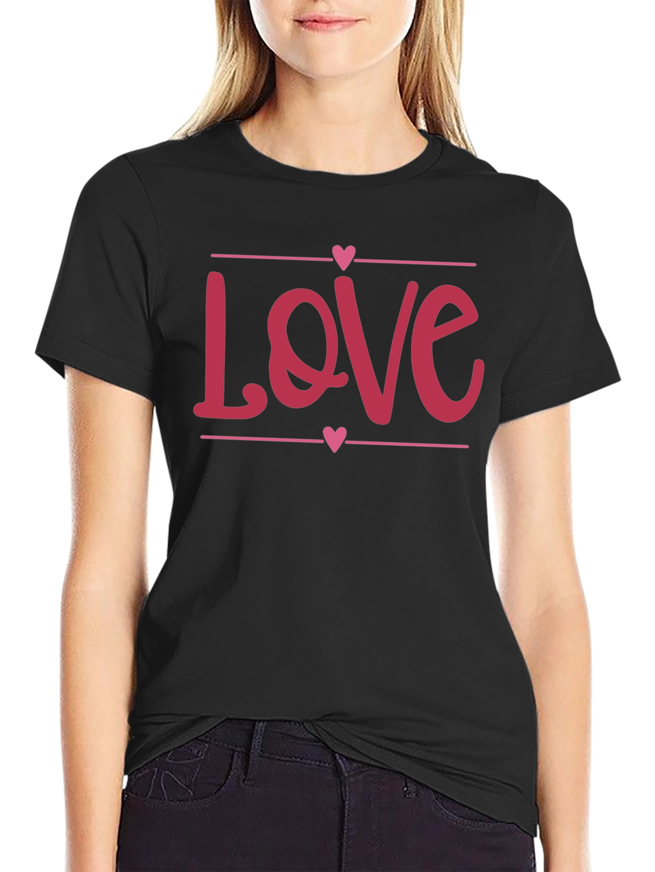 Love Heart Graphic Black T-Shirt - Valentines Day Gift
