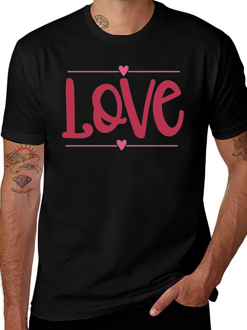 Love Heart Graphic Black T-Shirt - Valentines Day Gift