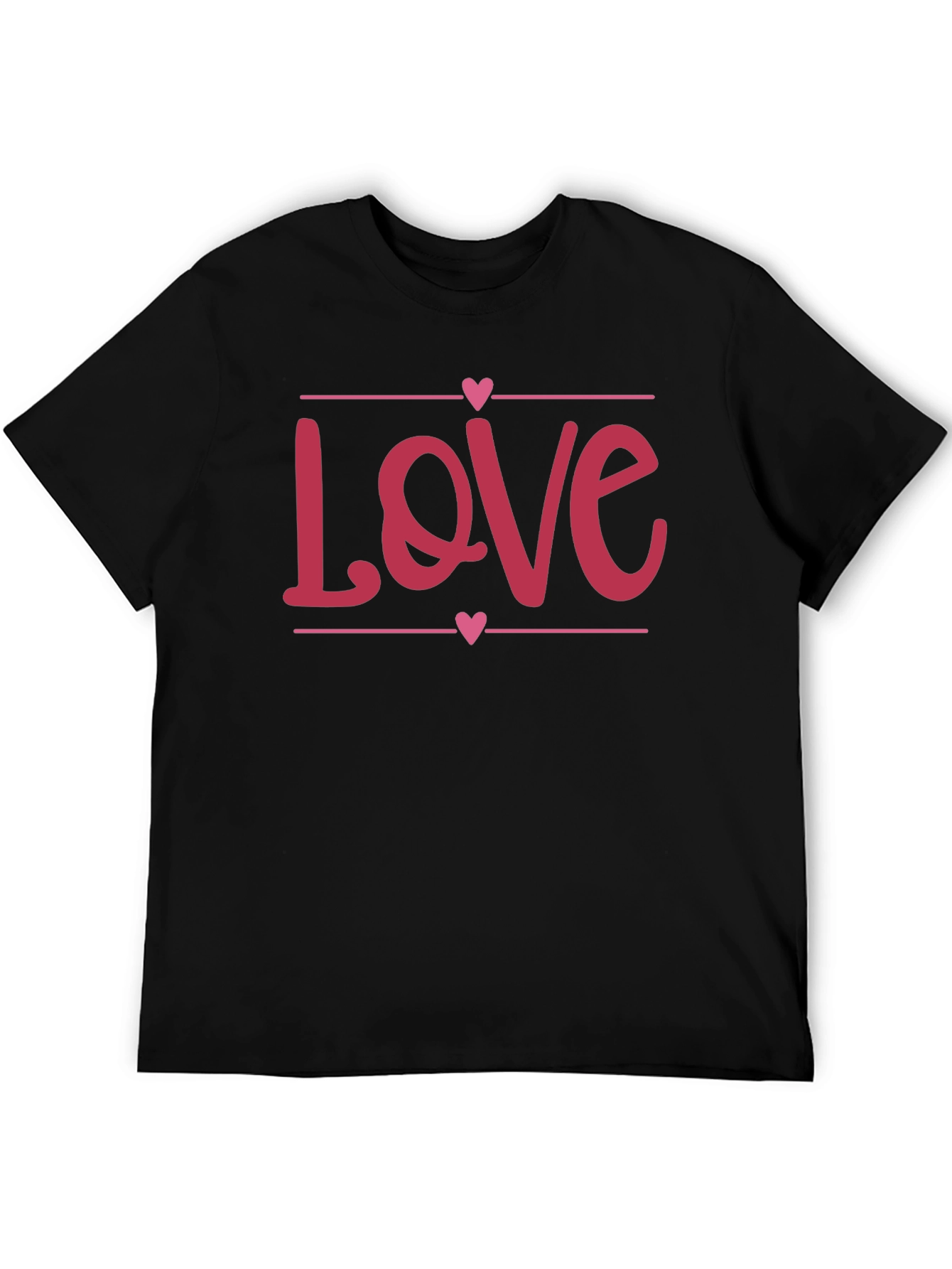Love Heart Graphic Black T-Shirt - Valentines Day Gift