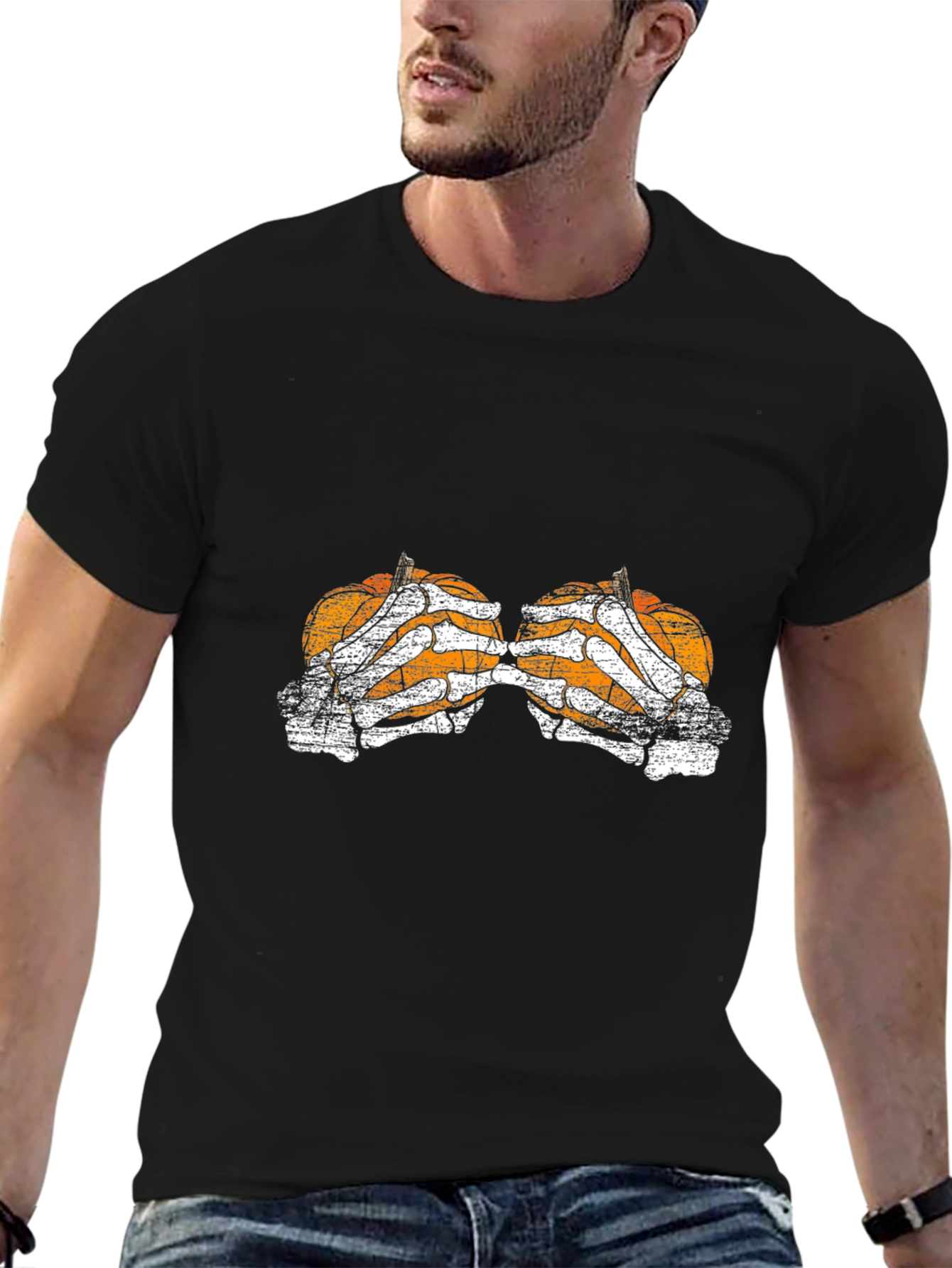 Pumpkin Skeleton Hand Halloween T-Shirt