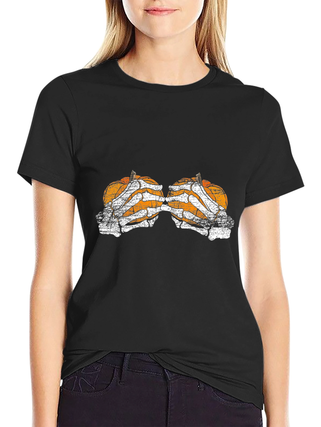 Pumpkin Skeleton Hand Halloween T-Shirt