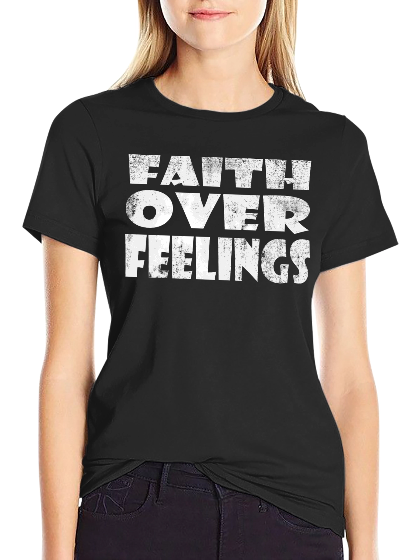 Faith Over Feelings Graphic Tee - Black