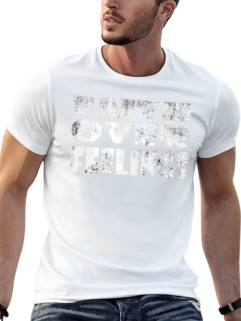 Faith Over Feelings Graphic Tee - Black