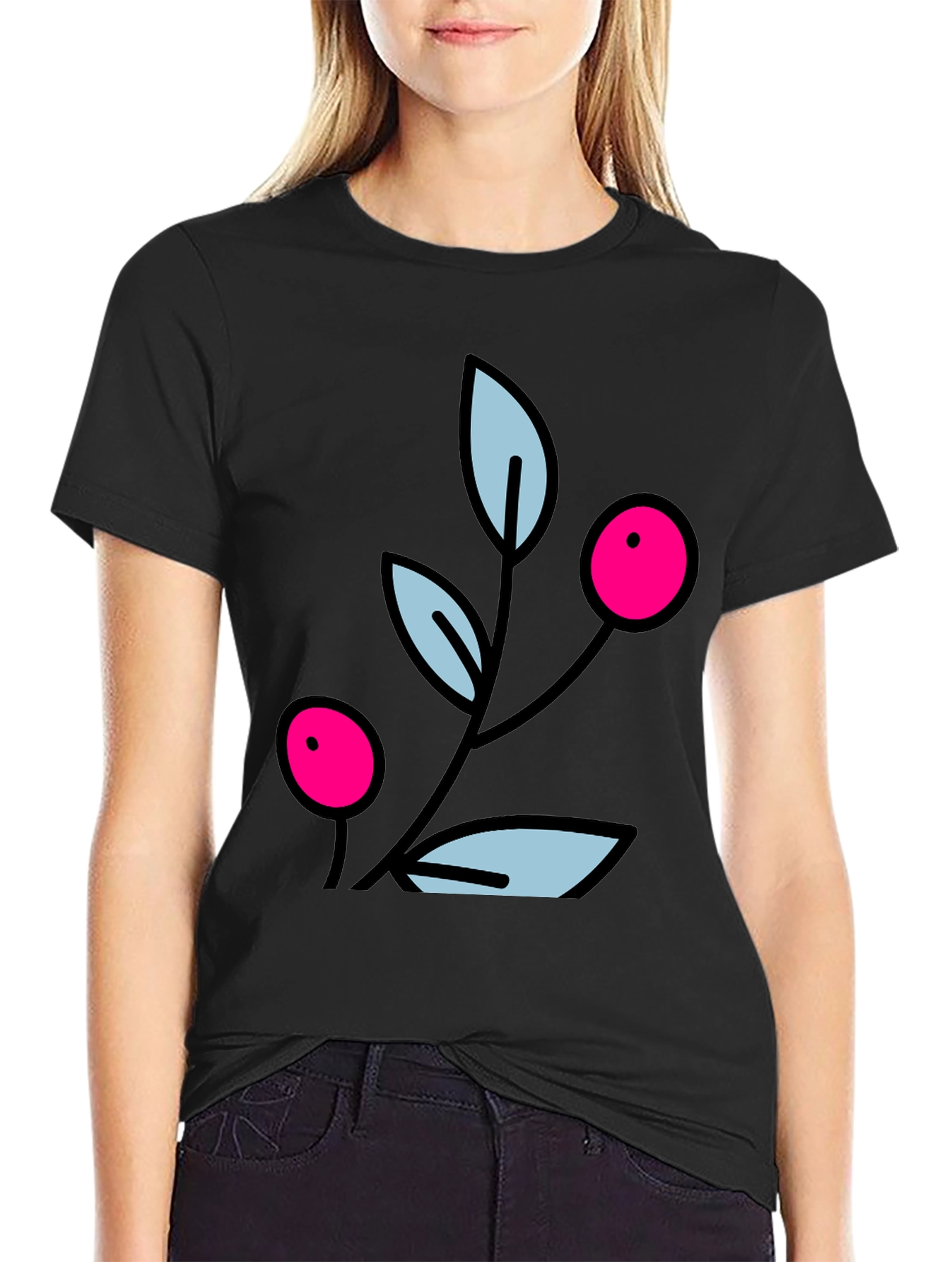 Berry Branch Graphic Black T-Shirt