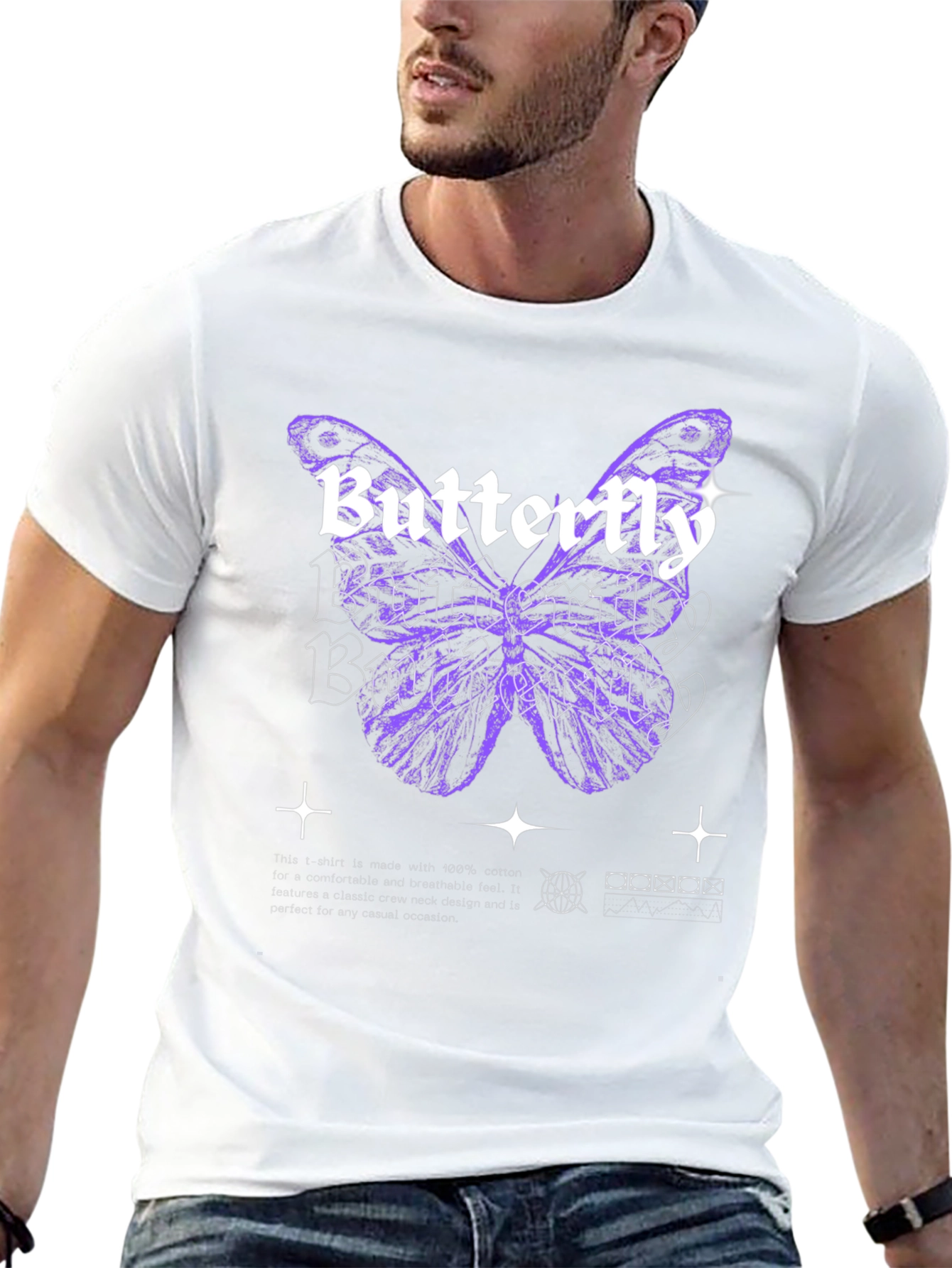 Butterfly Graphic Print Black T-Shirt