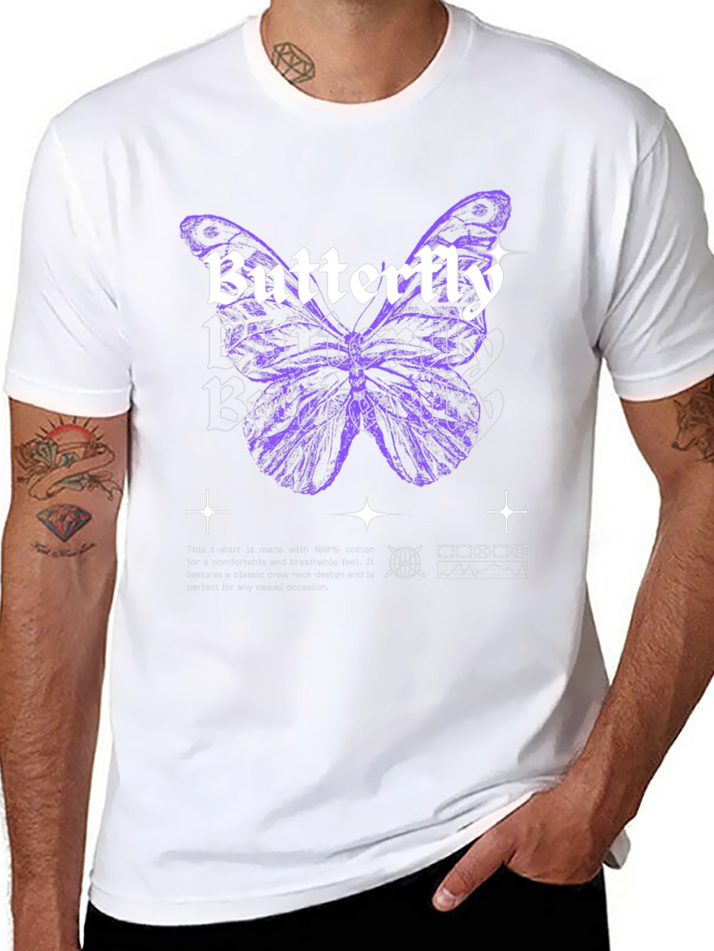 Butterfly Graphic Print Black T-Shirt