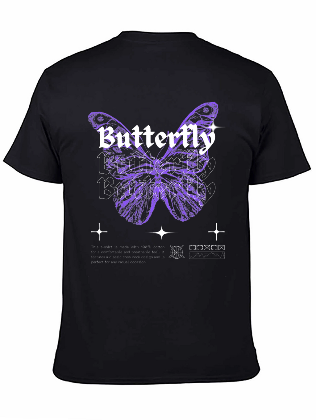 Butterfly Graphic Print Black T-Shirt