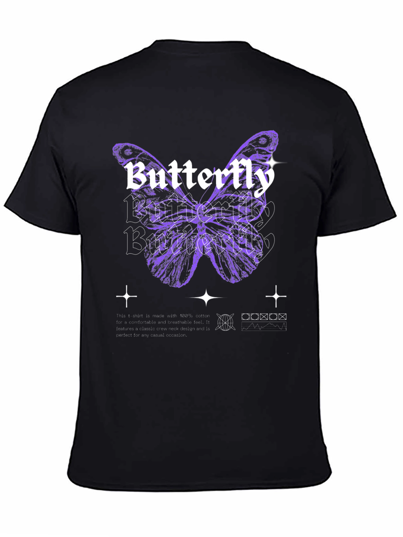 Butterfly Graphic Print Black T-Shirt