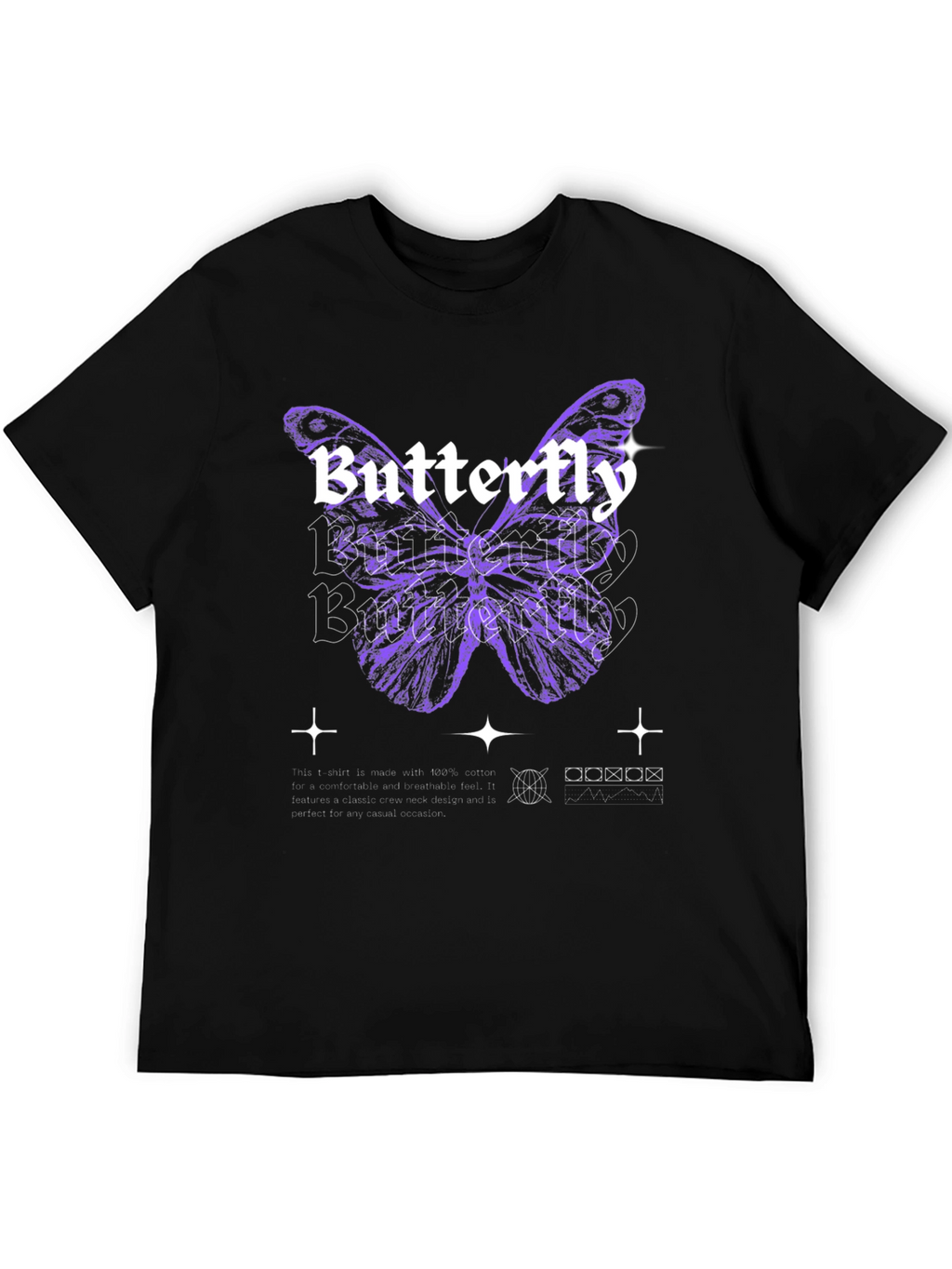Butterfly Graphic Print Black T-Shirt