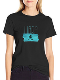 Libra Zodiac Tiger Graphic Tee - Black