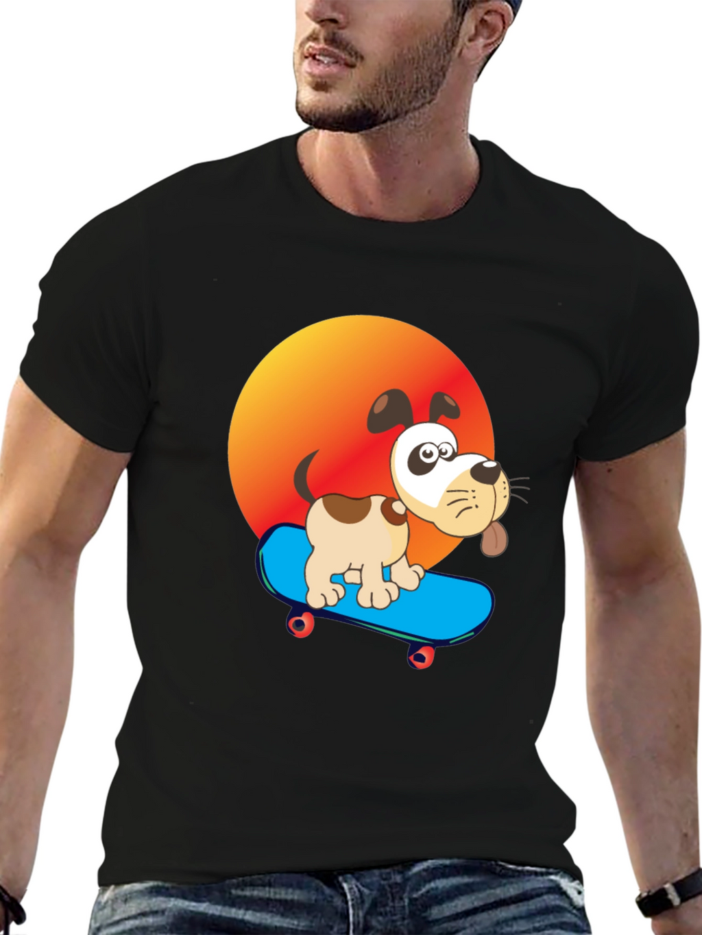 Dog on Skateboard Graphic Tee - Cool & Fun