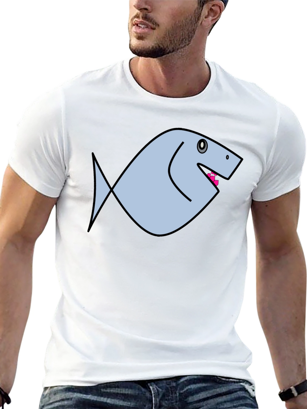 Funny Fish Graphic Black T-Shirt