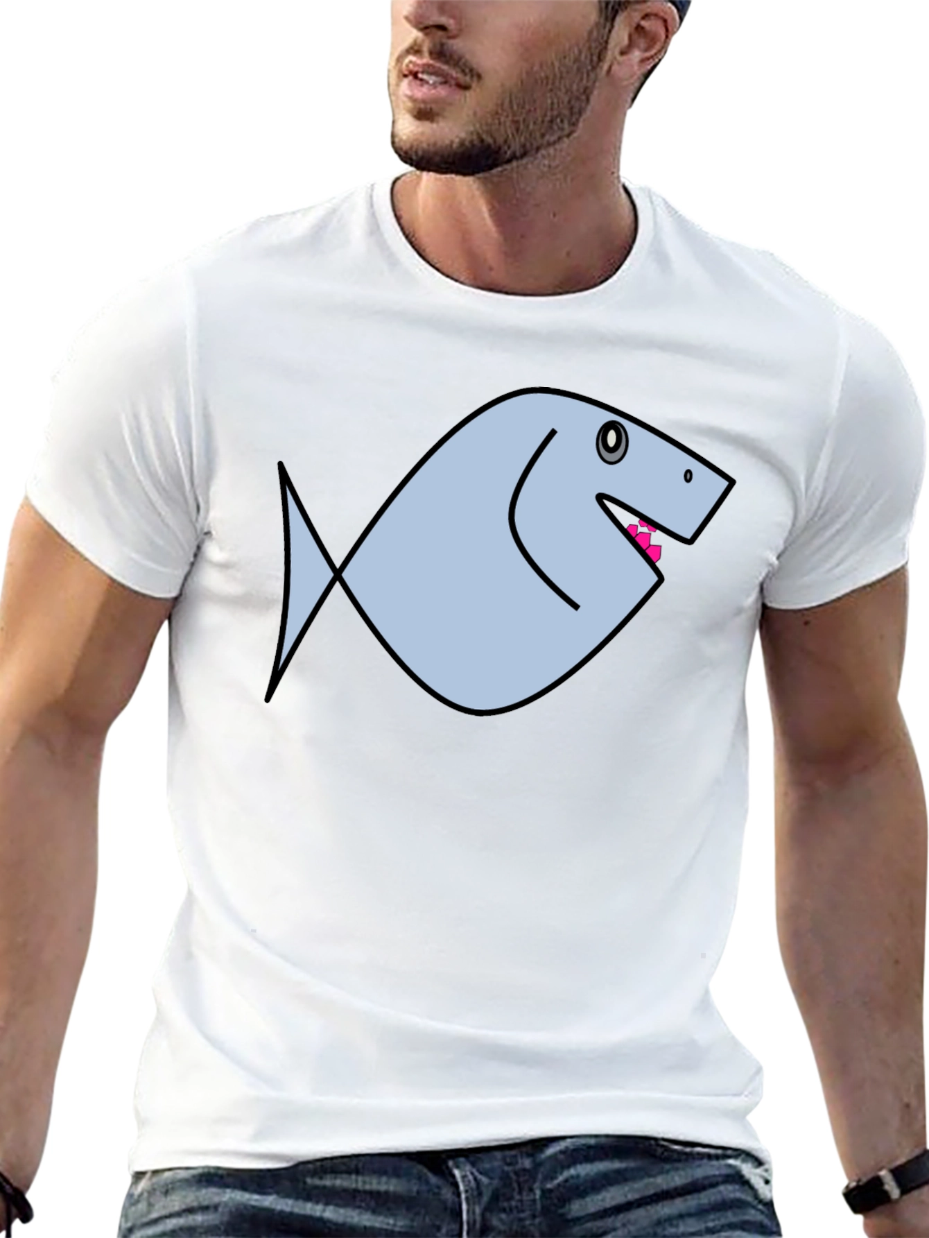 Funny Fish Graphic Black T-Shirt