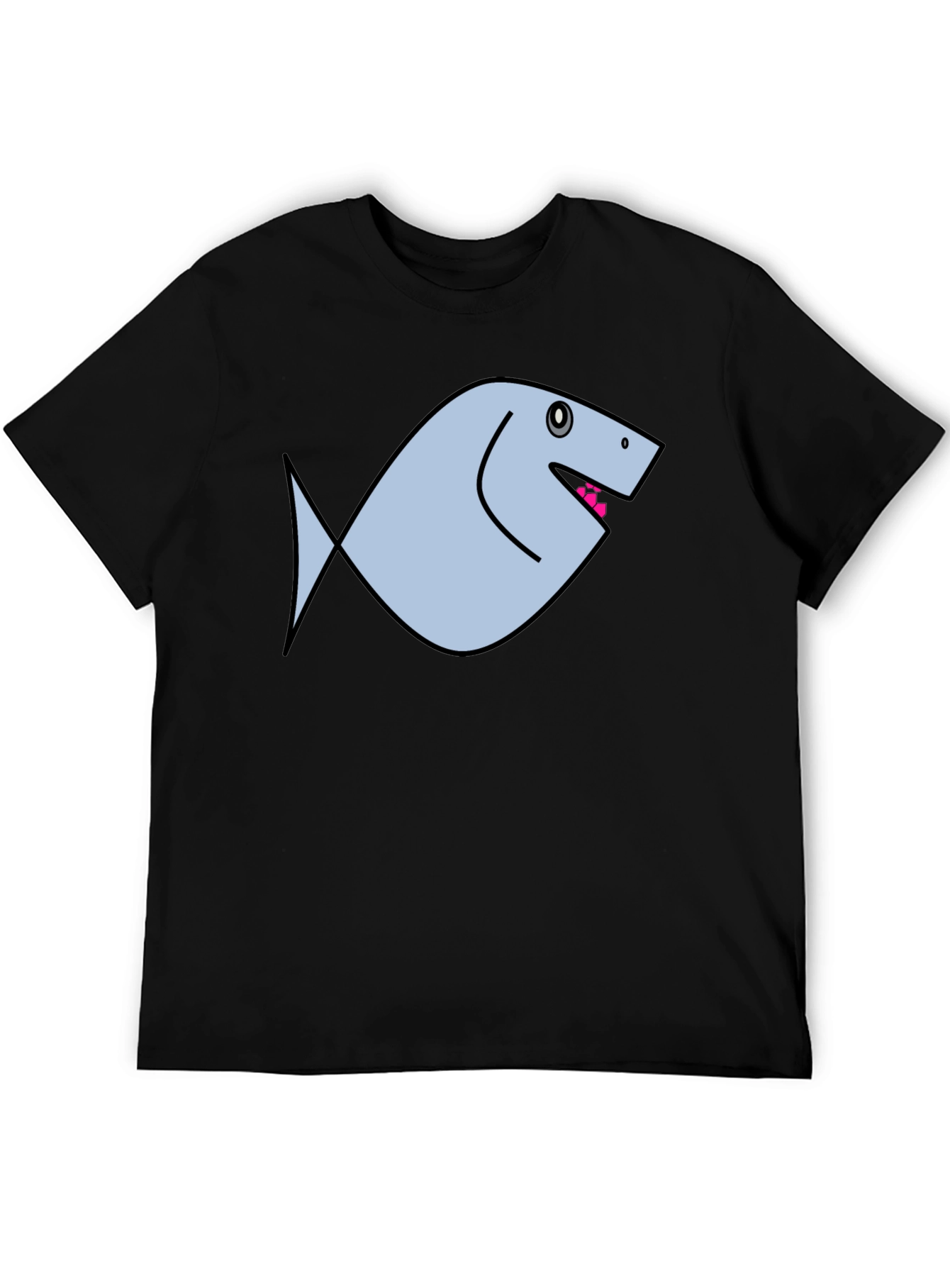 Funny Fish Graphic Black T-Shirt