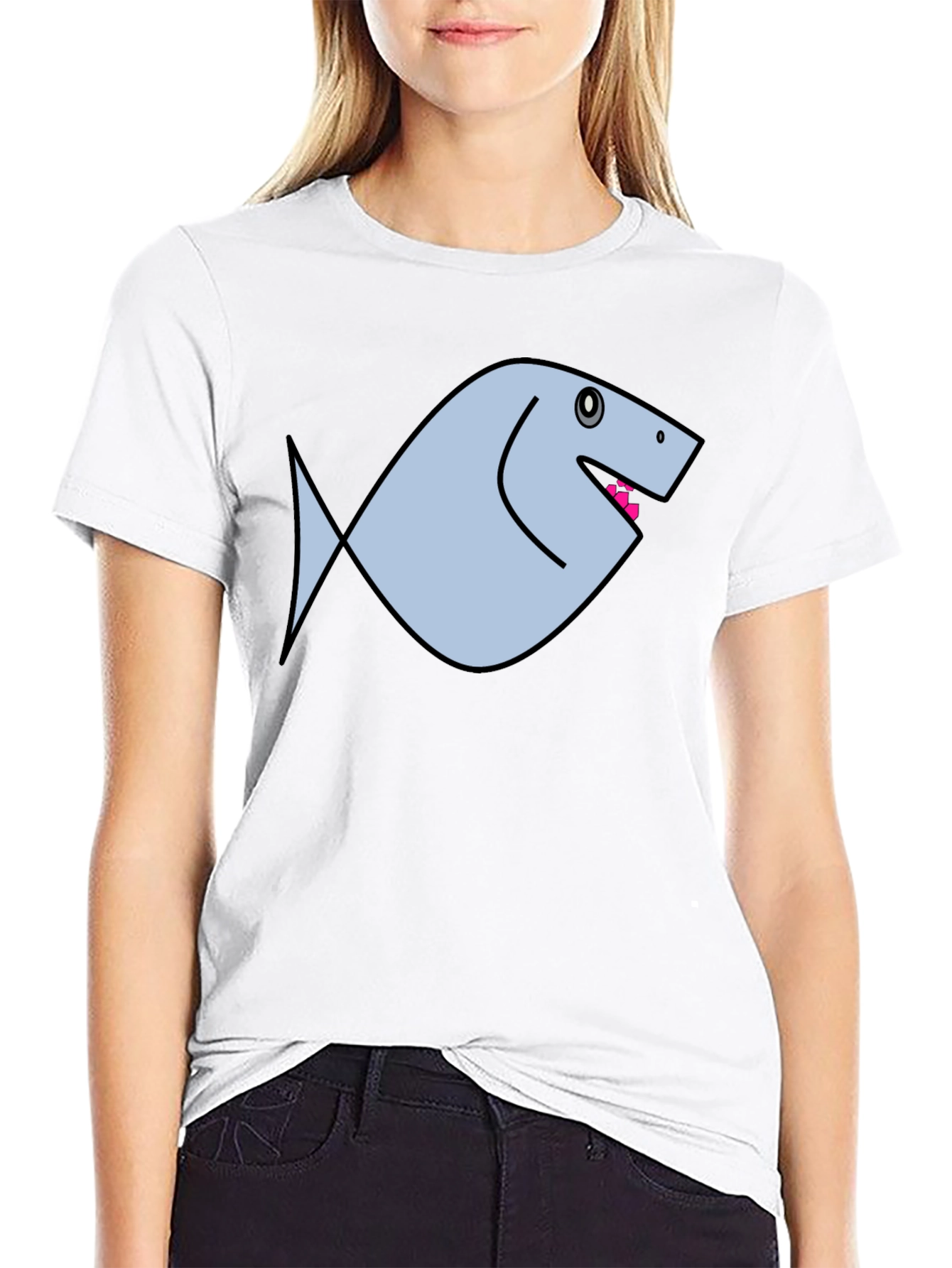 Funny Fish Graphic Black T-Shirt