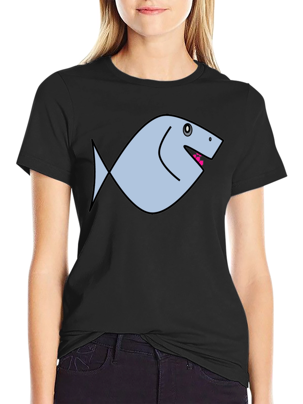 Funny Fish Graphic Black T-Shirt