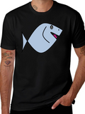 Funny Fish Graphic Black T-Shirt