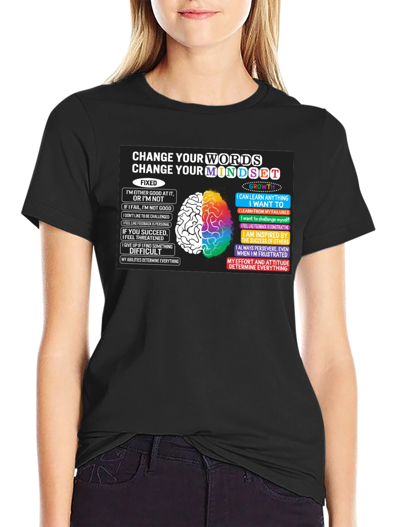Growth Mindset T-Shirt - Change Your Words Change Your Mindset