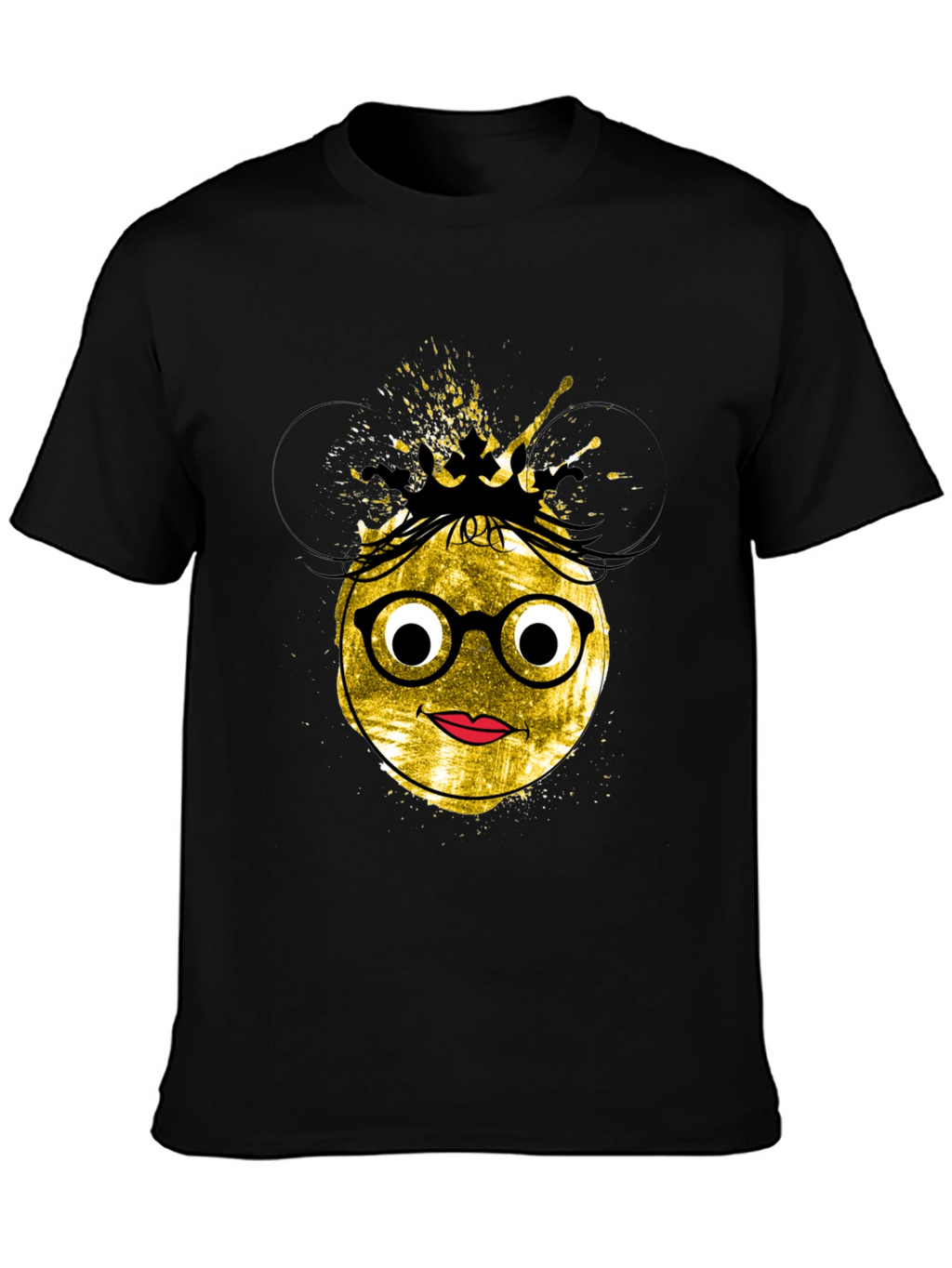 Trendy Graphic Tee - Nerdy Queen Emoji Design