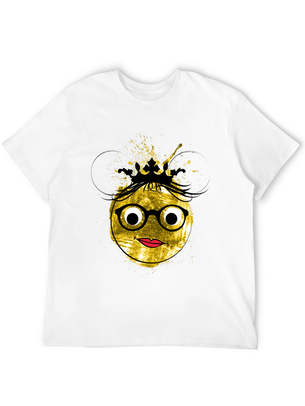 Trendy Graphic Tee - Nerdy Queen Emoji Design