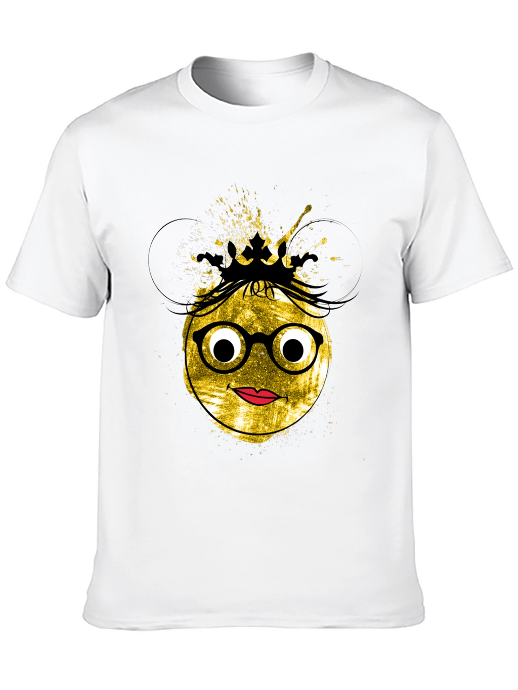 Trendy Graphic Tee - Nerdy Queen Emoji Design