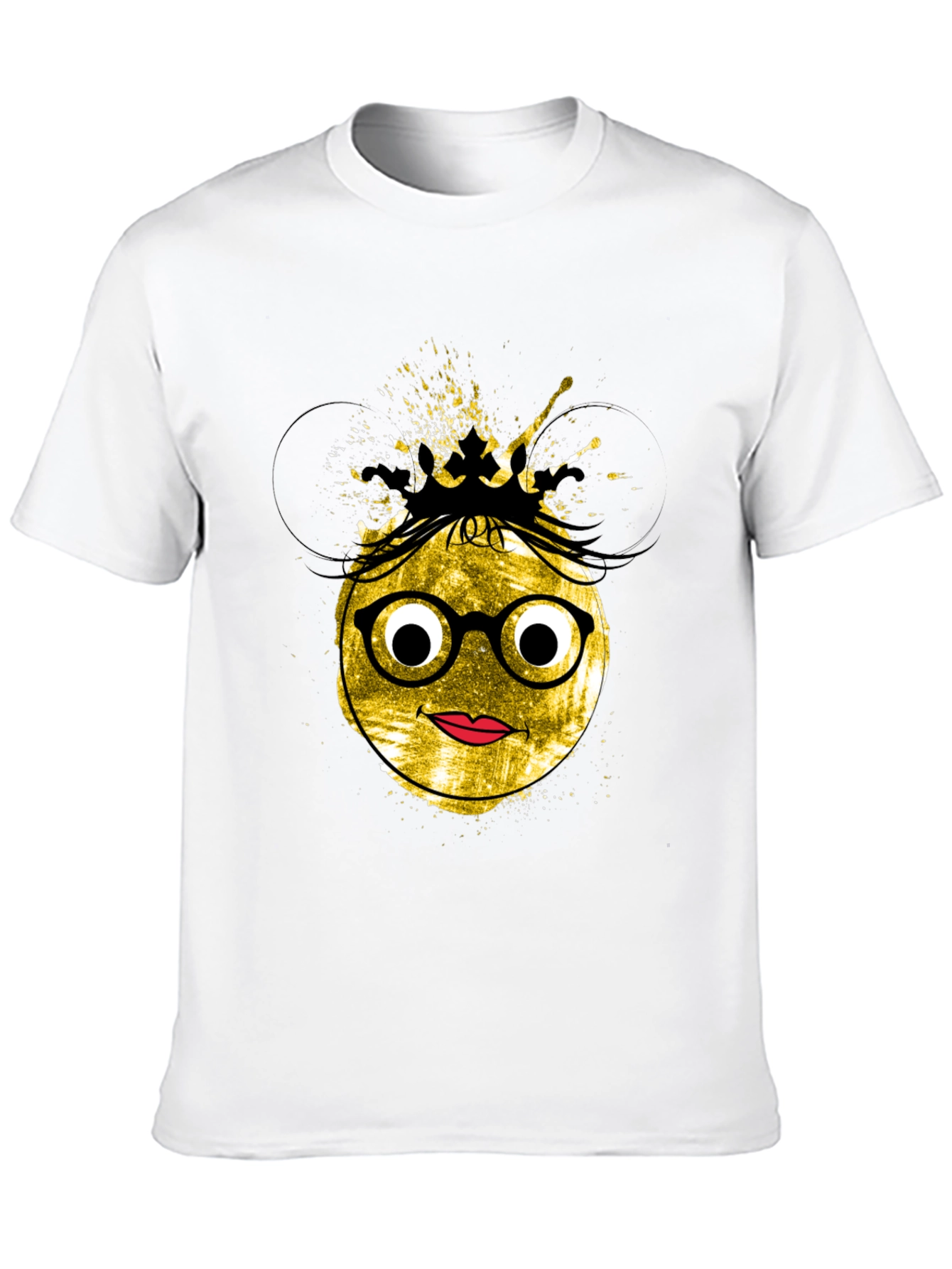 Trendy Graphic Tee - Nerdy Queen Emoji Design